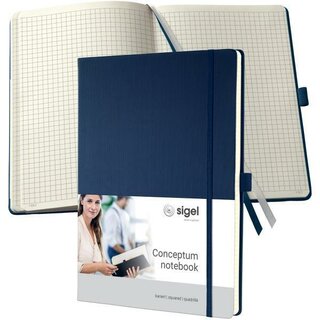 SIGEL CO646 Premium Notizbuch kariert, A4, Hardcover, blau