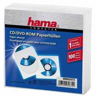 CD-Hlle Hama 00062672, Papier, mit Fenster, wei, 100 Stck