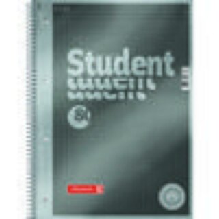 Brunnen Collegeblock Premium Student Protokoll, A4, kariert, anthrazit