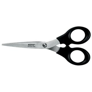 LEITZ Schere 5423-00-95, Edelstahl, ergonomischer Griff, schwarz, L: 16,5 cm