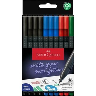 Faber-Castell 1516 Grip Fineliner 0,4mm, sortiert, 10 Stck