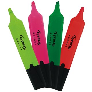 Textmarker Budget, Strichstrke: 2-5mm, farbig sortiert, 4er-Etui