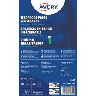 Avery Zweckform TYVGN-50, Einlassbänder, 19 x 256 mm, 5...