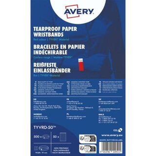 Avery Zweckform TYVRD-50, Einlassbänder, 19 x 256 mm, 5...