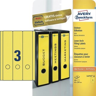Ordner-Etiketten Avery Zweckform L4755, lang / breit,...