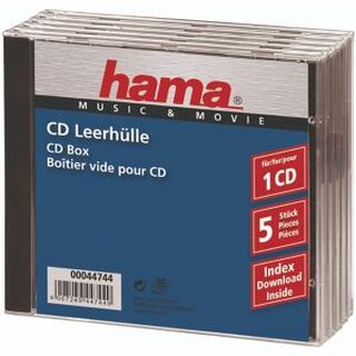 Hama CD/DVD-Leerhllen JewelCase klar/sw f.1 CD/DVD 5 Stck