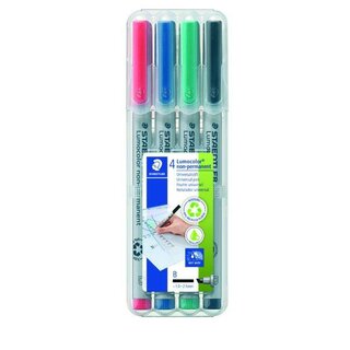 OHP-Stift Staedtler Lumocolor 312B, wasserlslich, Strichst.: 1-2,5mm, 4er Etui