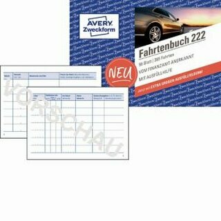 Fahrtenbuch Avery Zweckform 222, steuerlicher km-Nachweis, A6 quer, wei, 40 Bl