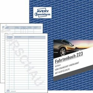 Fahrtenbuch Avery Zweckform 223, steuerlicher km-Nachweis, A5 hoch, wei, 40 Bl