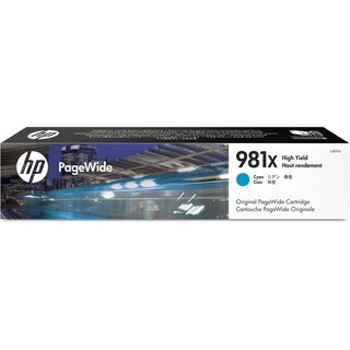 Tintenpatrone HP L0R09A - 981X, Reichweite: 10.000 Seiten, cyan