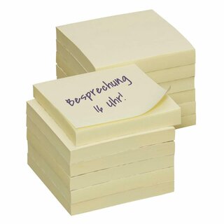 Haftnotiz stickies  75 x 75 mm, gelb, quadratisch 100 Blatt 12Blcke