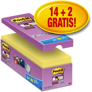 Haftnotizen Post-it Super Sticky 65416SYP, 76x76 mm, 16 Blcke  90 Blatt, gelb