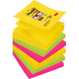 Haftnotizen Post-it Super Sticky Z-Notes R3306SR, 76x76 mm, 6 x 90 Blatt, farbig