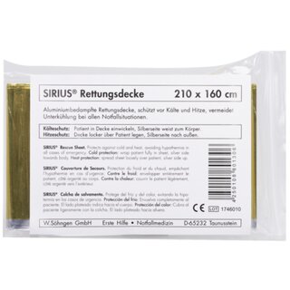 Rettungsdecke Shngen Sirius 701001, 210 x 160cm, silber-gold