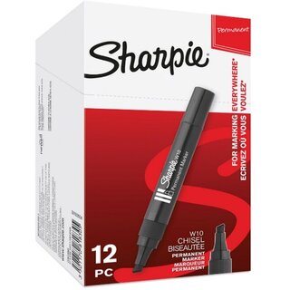 Sharpie Permanentmarker W10 S0192654, Keilspitze, 1,5-5mm, schwarz. 12 Stck