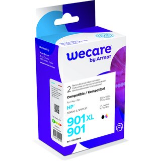 Tintenpatrone wecare  komp. mit HP 901XL + 901/SD519AE, 21ml, swz/3-farbig