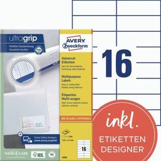 Universal-Etiketten Avery Zweckform 3484, 105x37mm (LxB), wei, 100Bl/1.600St