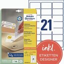 Etiketten Zweckform L6023REV, 63,5x38,1mm (LxB),...