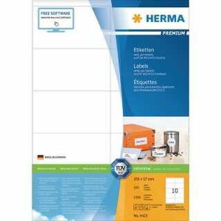 Etiketten Herma 4425 PREMIUM, 105 x 57mm (LxB), wei, 1000 Stck