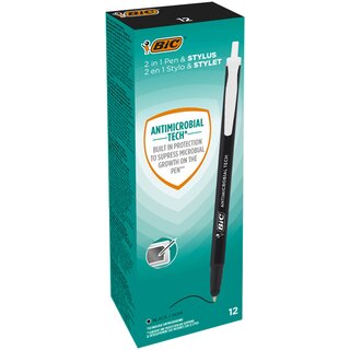 BIC Kugelschreiber Clic Stic Stylus ANTIMICROBIAL TECH 500463, schwarz 12St