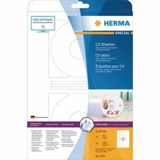 CD/DVD-Etiketten Herma 5079,  116mm, blickdicht, wei, 50 Stck