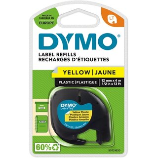 Schriftband Dymo Letratag S0721670, Breite: 12mm, schwarz auf gelb