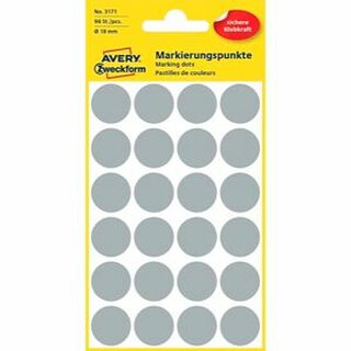 Markierungspunkte Avery Zweckform 3171, D 18mm, grau, 10 x 4 Blatt/96 Stck