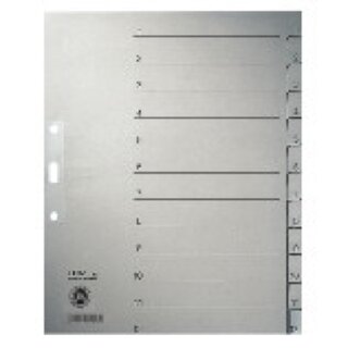 Register Leitz 1233, 1-12, A4, aus Papier, 12 Blatt, grau