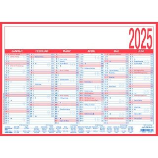 ZETTLER Tafelkalender 908-1315, 6M/1S, Karton, A4 quer, Druck: 2f. blau/rot