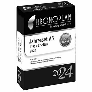 Chronoplan Jahresplaner 50205 Midi, 1T/2S, A5, Jahresset, 2025