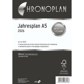 Chronoplan Jahresplaner 50276 Midi, 12M/2S, A5,...