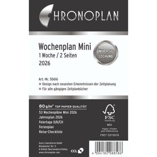 Chronoplan Jahresplaner 50616 Mini, 1W/2S, A6, Jahresset,...