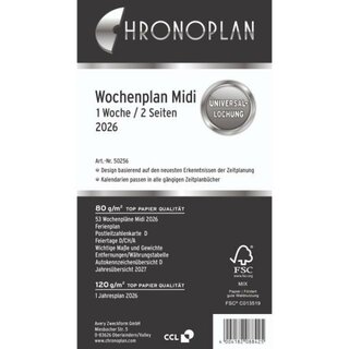 Chronoplan Jahresplaner 50256 Midi, 1W/2S, A5, Jahresset,...