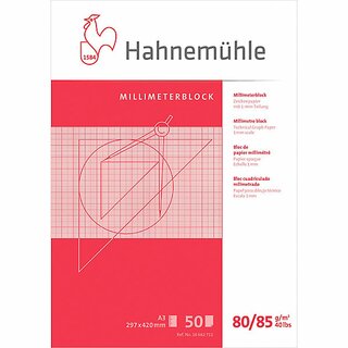 Millimeterblock S+S 662711, A3, 80/85g, 1mm-Teilung, rot, 50 Blatt