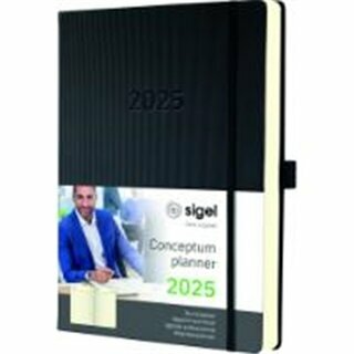 Sigel Buchkalender C2504, Conceptum, 1T/1S, Hardcover, A4, schwarz, 2025