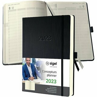 Sigel Buchkalender C2504, Conceptum, 1T/1S, Hardcover, A4, schwarz