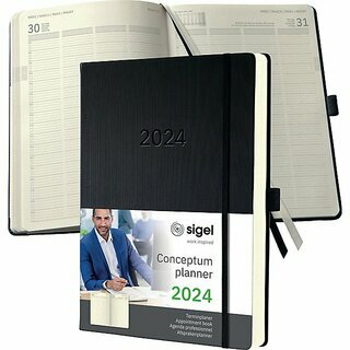 Sigel Buchkalender C2504, Conceptum, 1T/1S, Hardcover, A4, schwarz