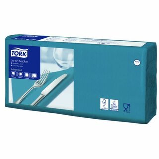 Servietten Tork 477874, Mae: 33 x 33cm, 3lagig, blau/grn, 150 Stck