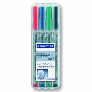 OHP-Stift Staedtler Lumocolor 316F, wasserlslich, Strichstrke: 0,6mm, 4er Etui