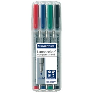 OHP-Stift Staedtler Lumocolor 315M, wasserlslich, Strichstrke: 1,0mm, 4er Etui