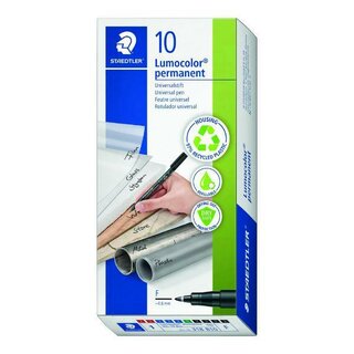 STAEDTLER OH-Stift Lumocolor 318 B10, permanent, F / 0,6 mm, 4farbig, 10 Stck