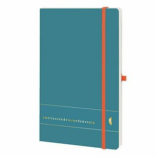 Chronobook Buchkalender 50455 Midi, 1W/2S, 13,5 x 21cm, petrol blau, 2025