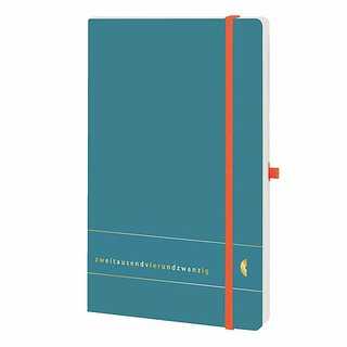 Chronobook Buchkalender 50455 Midi, 1W/2S, 13,5 x 21cm, petrol blau