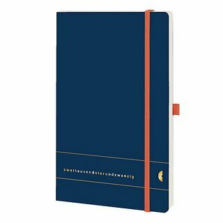 Chronobook Buchkalender 50485 Midi, 1W/2S, 13,5 x 21cm, Softcover, blau, 2025