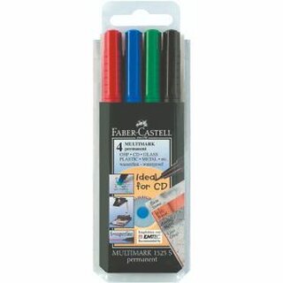 FABER-CASTELL OH-Stift MULTIMARK 15 23 04, S, permanent, 0,4 mm, sortiert, 4 St.