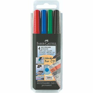 FABER-CASTELL OH-Stift MULTIMARK 15 23 04, S, permanent, 0,4 mm, sortiert, 4 St.