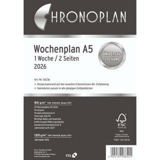 Chronoplan Jahresplaner 50236 Midi, 1W/2S, A5, Jahresset,...