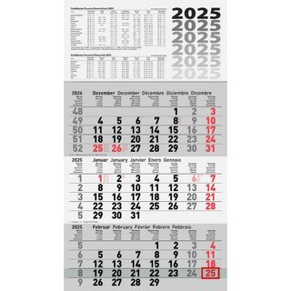 Glocken 3-Monatskalender 5060114005 2025, 30 x 54cm, schwarz/rot, 2025