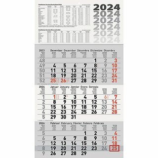 Glocken 3-Monatskalender 5060114005 2025, 30 x 54cm, schwarz/rot