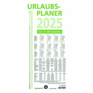 Zettler Urlaubsplaner 992 Recycling, faltbar, 100 x 29,7 cm, fr 25 MA, 2025